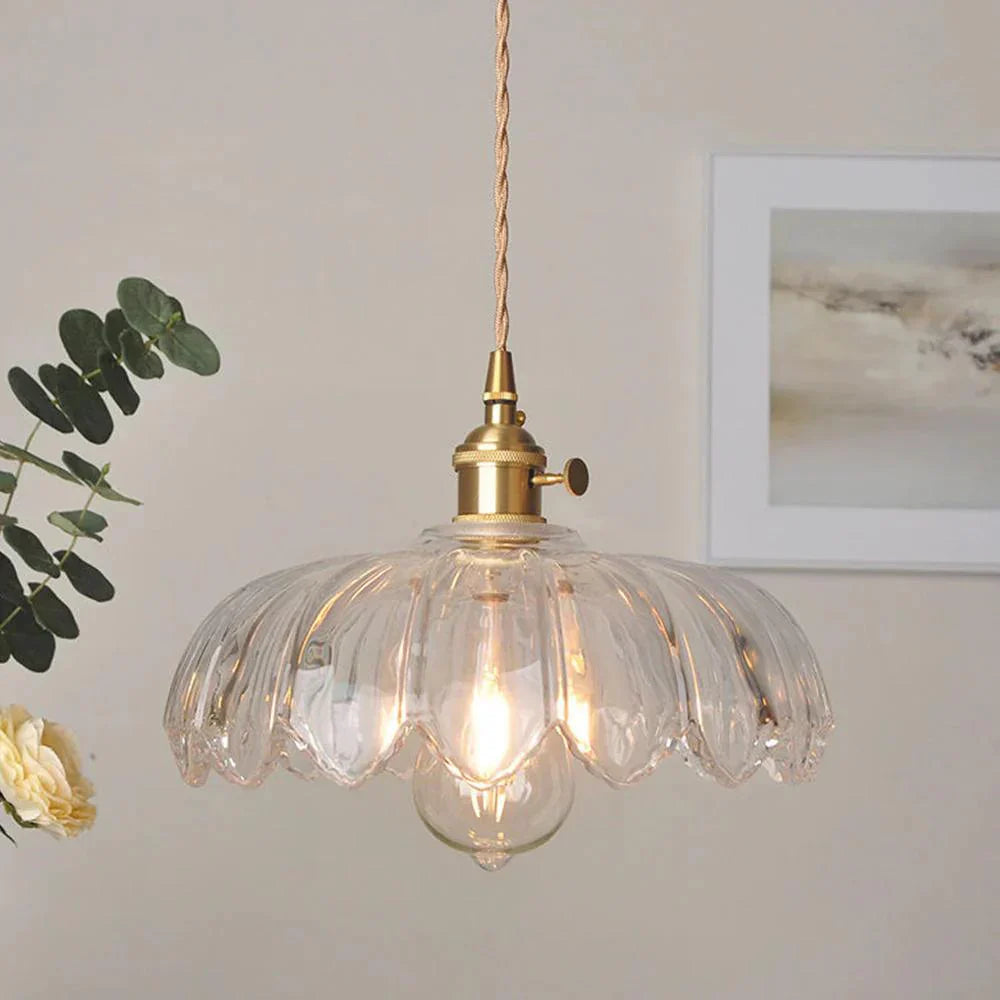 Emerald Lotus Retro Glass Ceiling Light