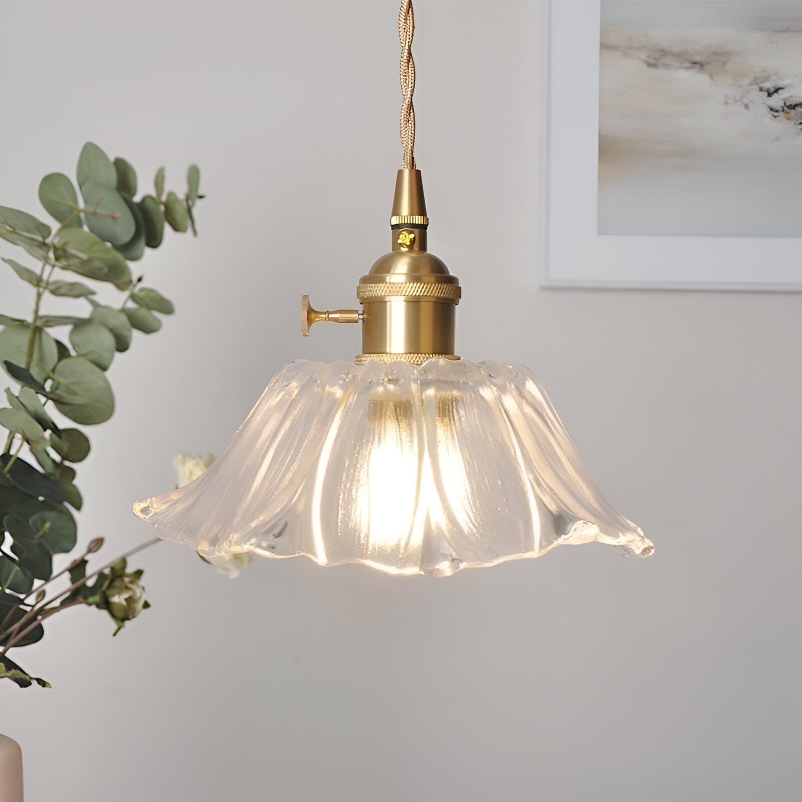 Lotus Glow Vintage Glass Pendant Light