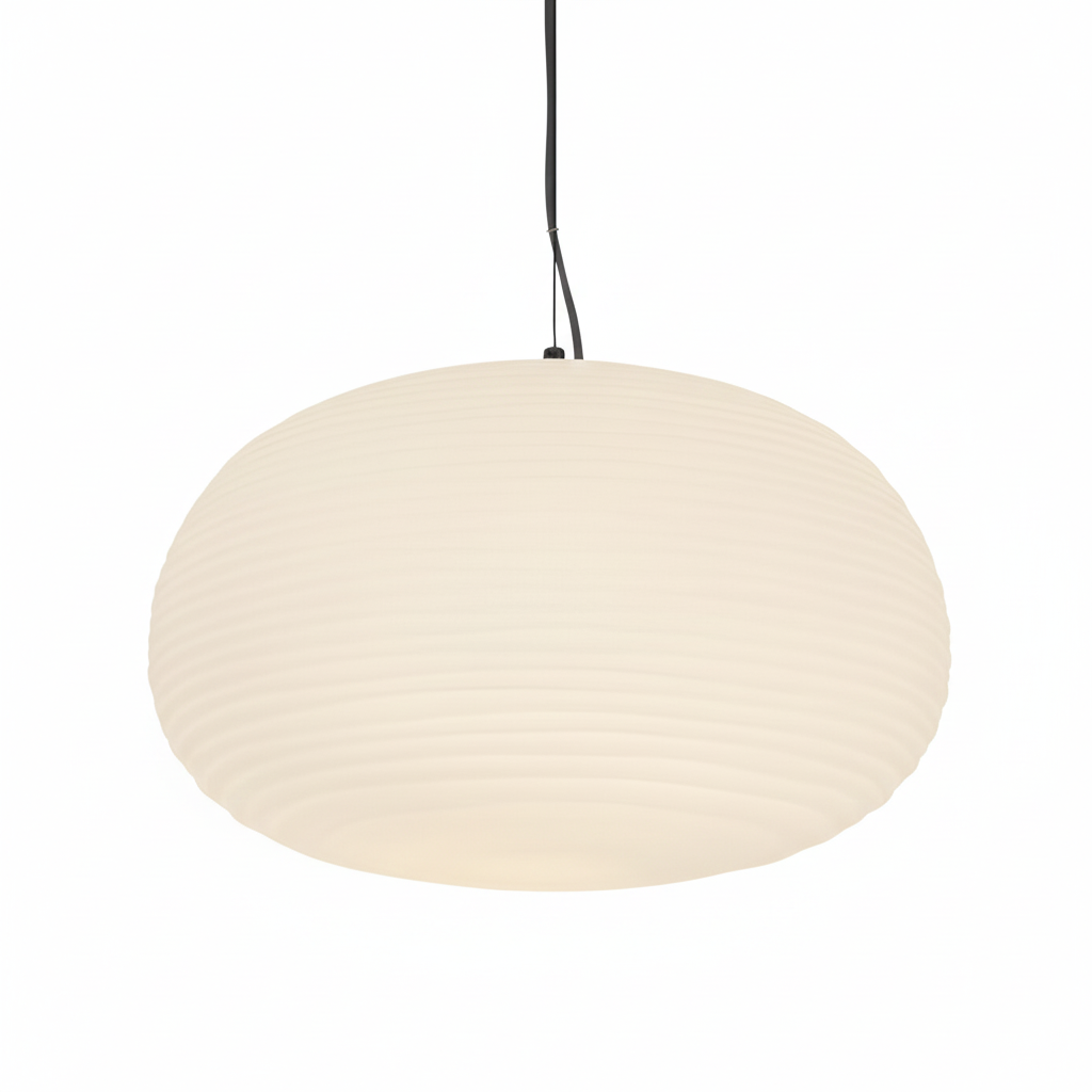 Nordic Modern Ribbed Opal White Globe Glass Pendant Light