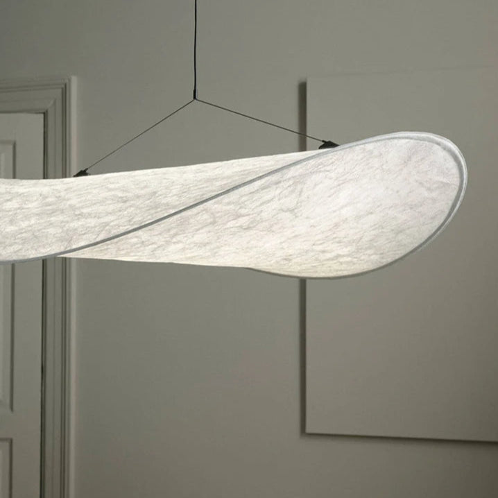 Japandi White Silk Fabric Minimalist Pendant Light