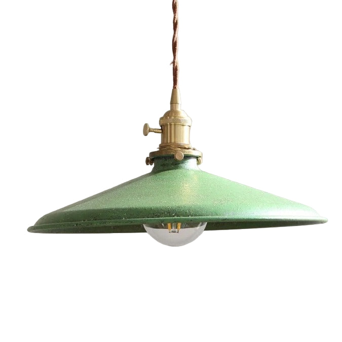 TEAL ENAMEL DOME PENDANT