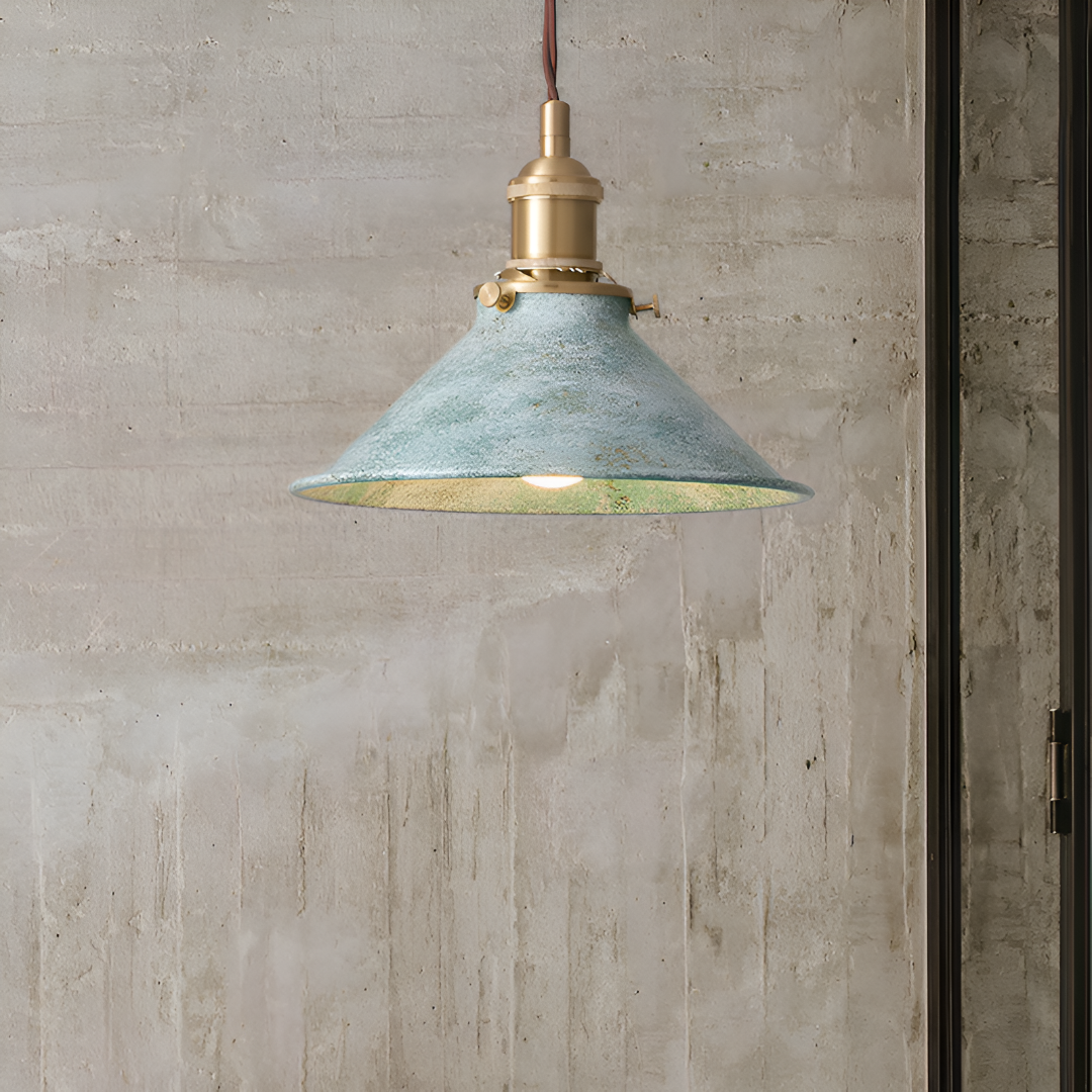 TEAL ENAMEL DOME PENDANT
