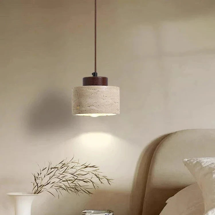 TRAVERTINE DRUM PENDANT