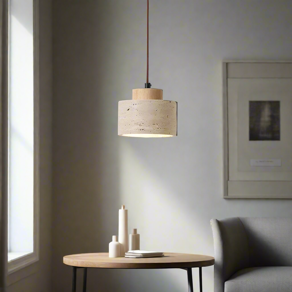 TRAVERTINE DRUM PENDANT