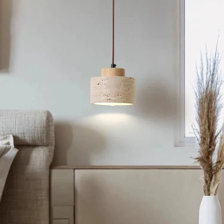 TRAVERTINE DRUM PENDANT