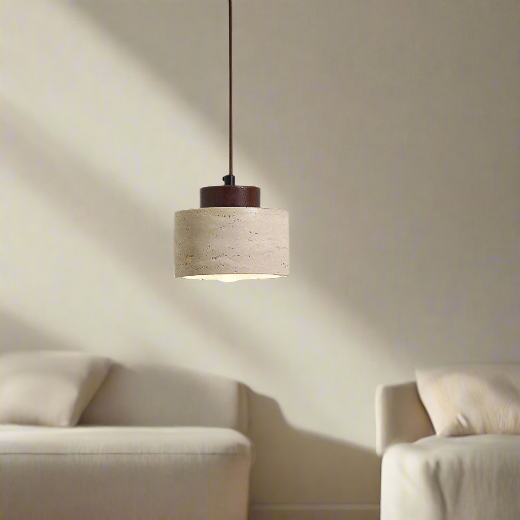 TRAVERTINE DRUM PENDANT
