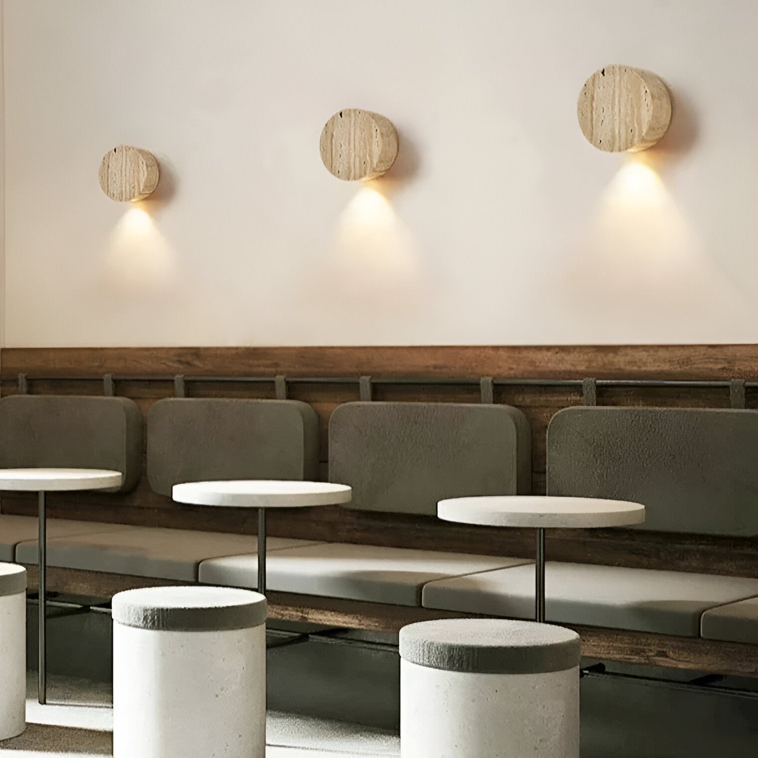 TRAVERTINE HALF-MOON WALL LAMP