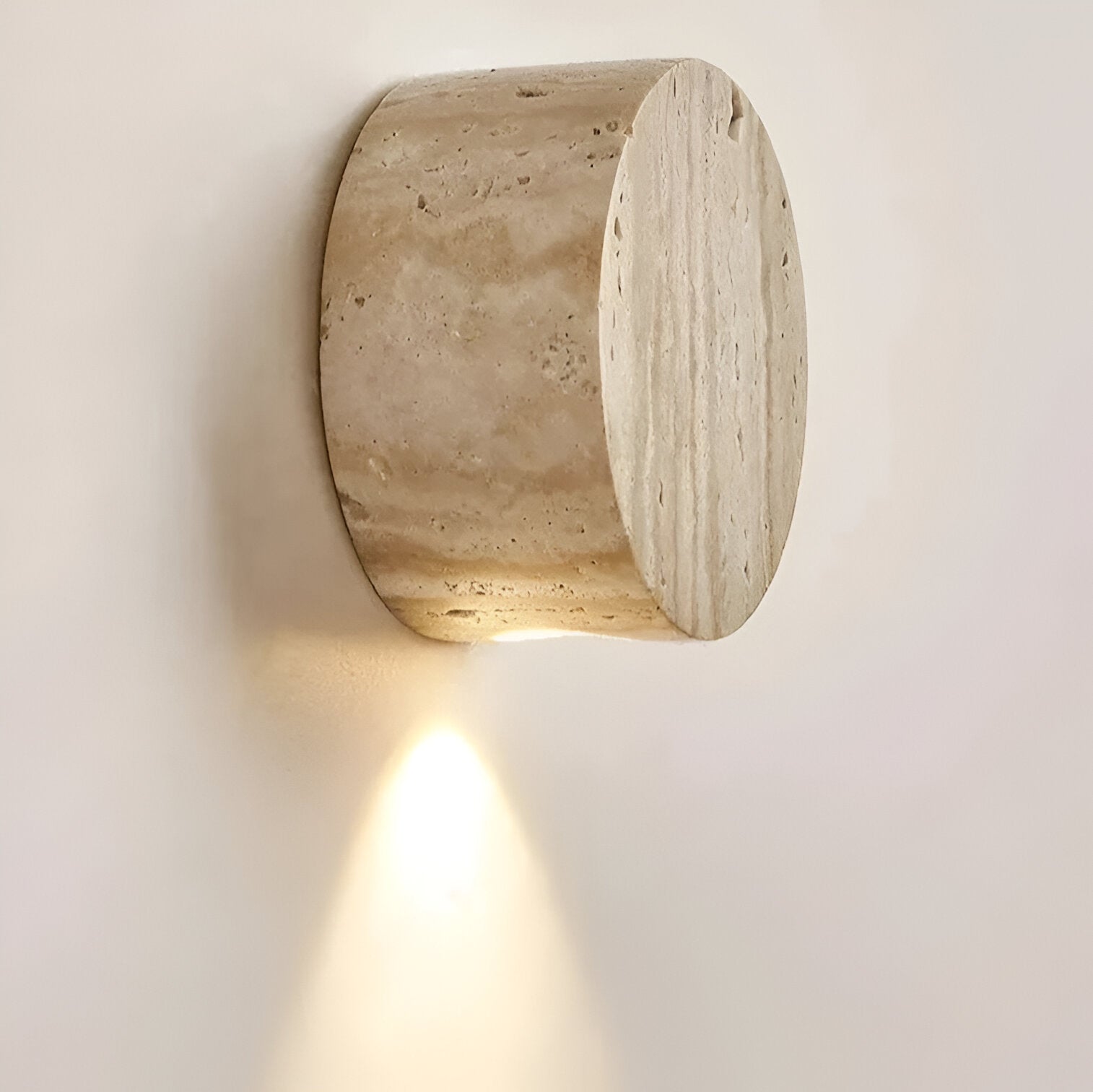 TRAVERTINE HALF-MOON WALL LAMP