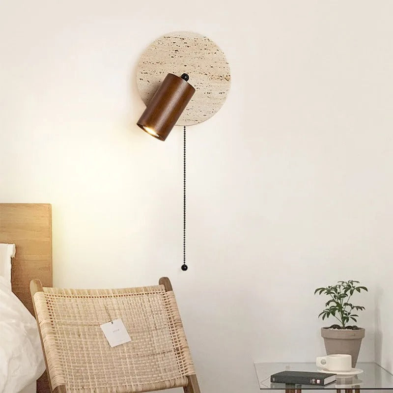 TRAVERTINE ROTATING BEDSIDE LAMP