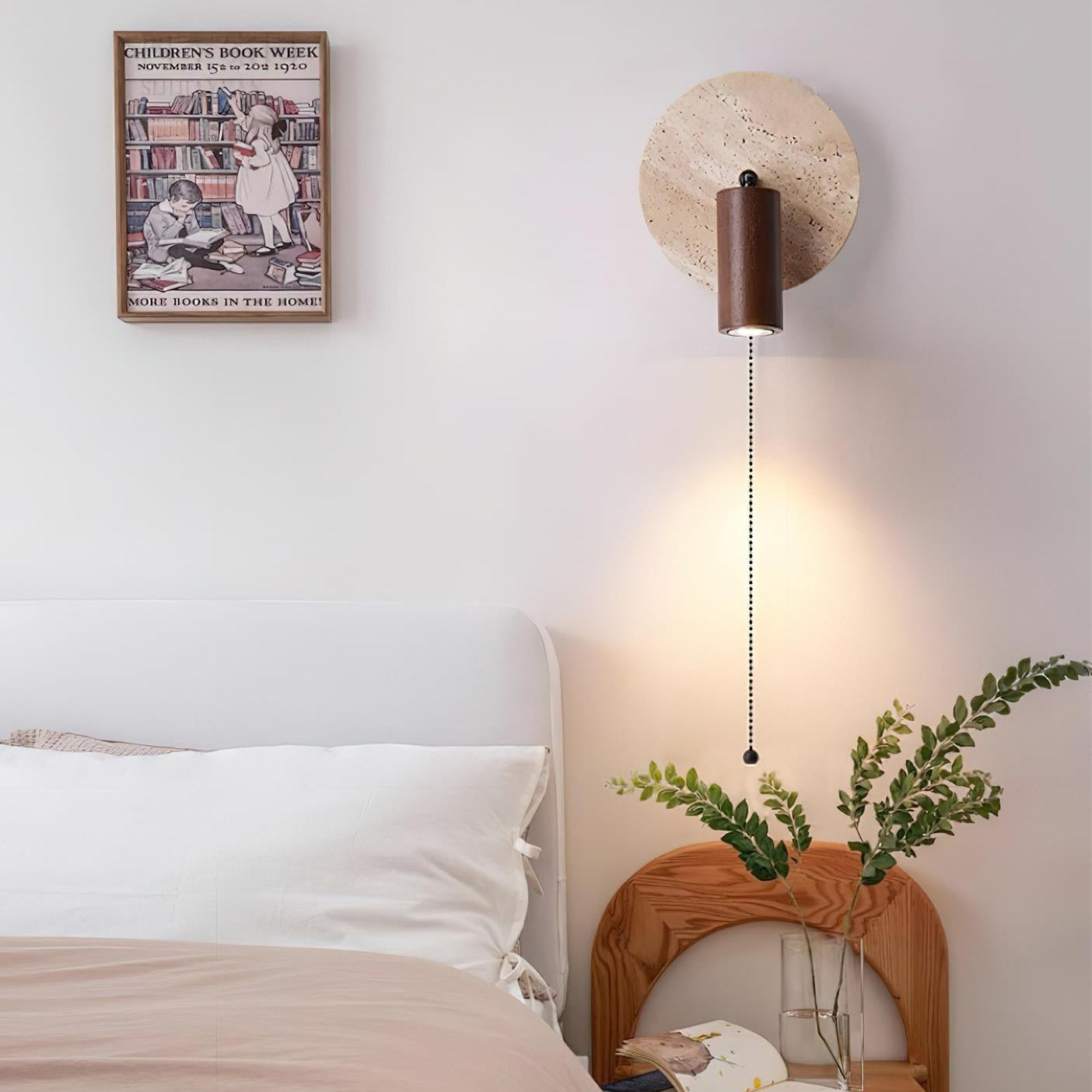 TRAVERTINE ROTATING BEDSIDE LAMP