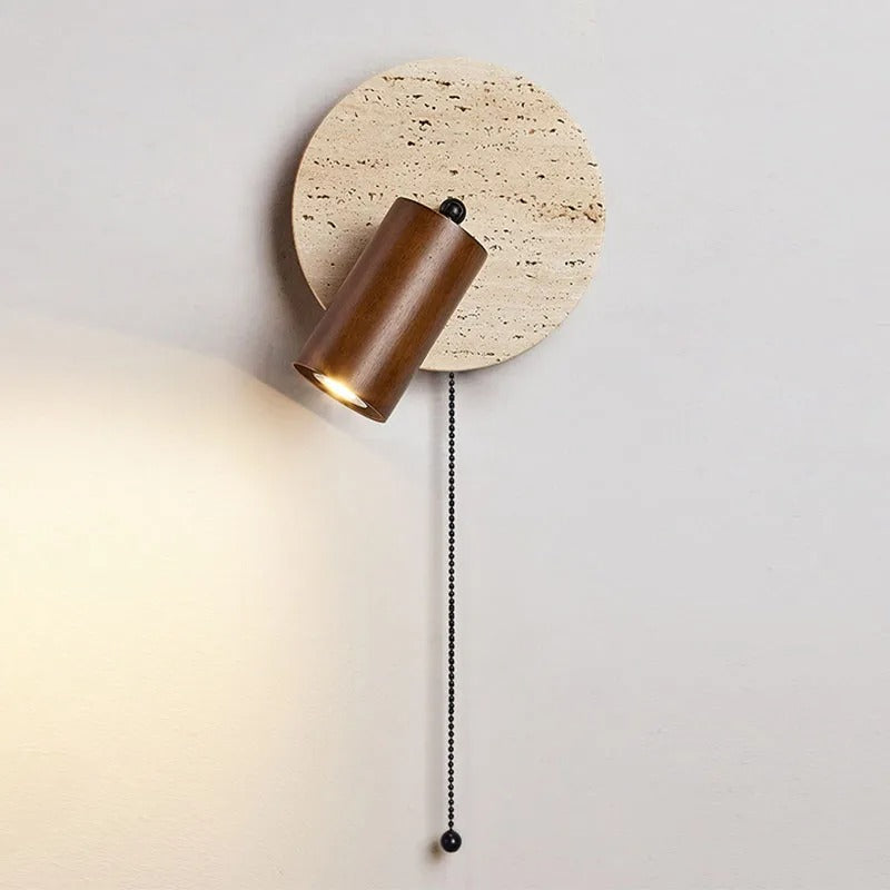 TRAVERTINE ROTATING BEDSIDE LAMP