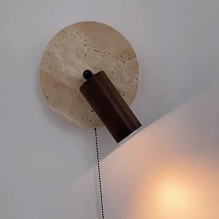 TRAVERTINE ROTATING BEDSIDE LAMP