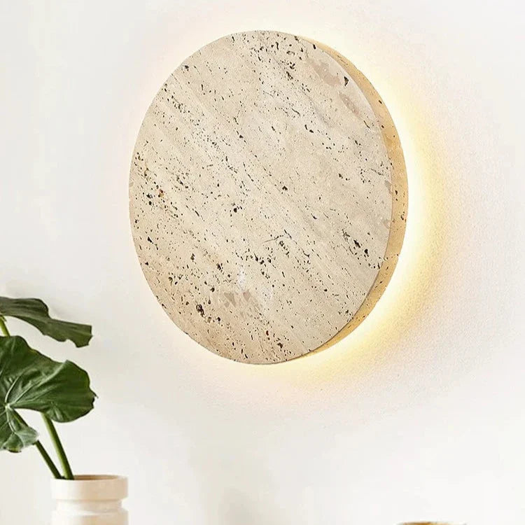 TRAVERTINE ROUND WALL LAMP