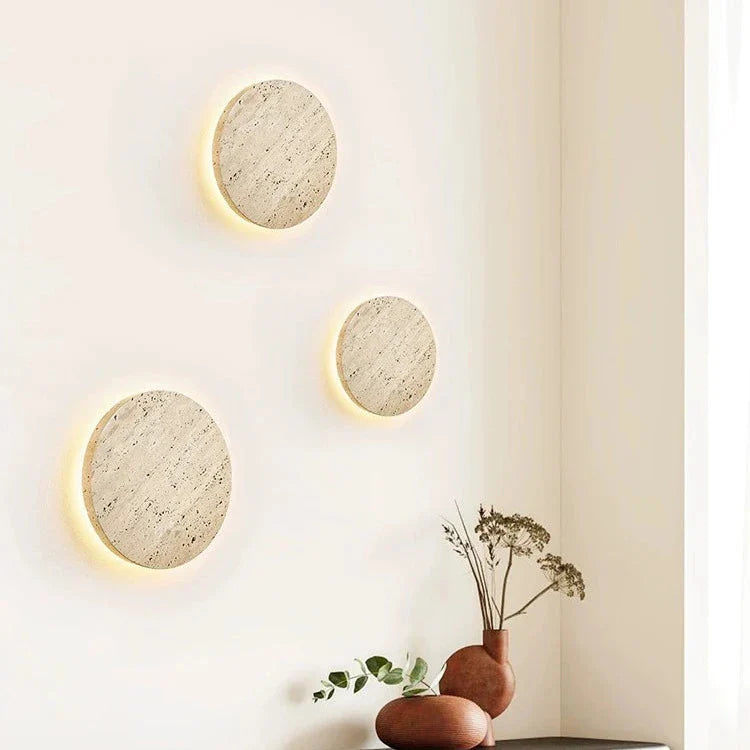 TRAVERTINE ROUND WALL LAMP