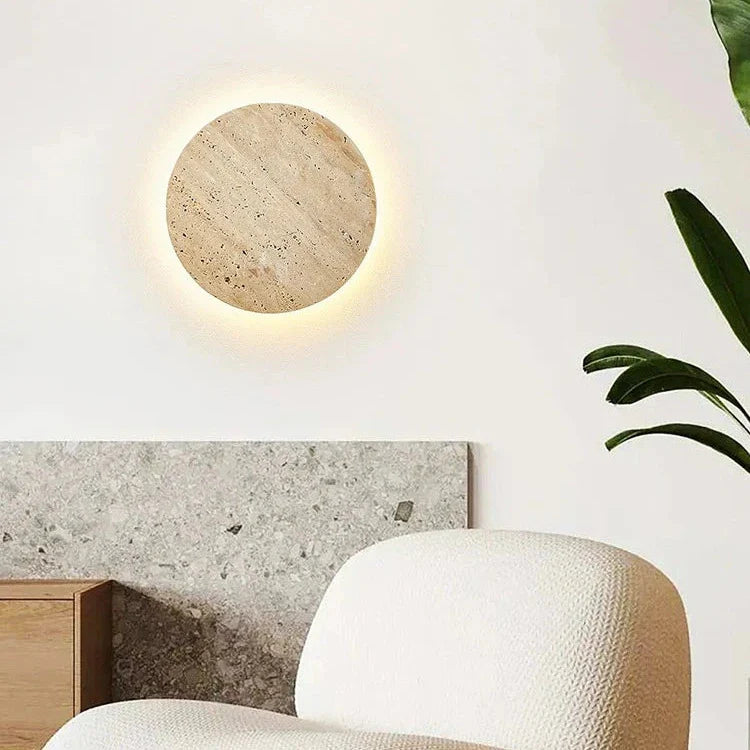 TRAVERTINE ROUND WALL LAMP