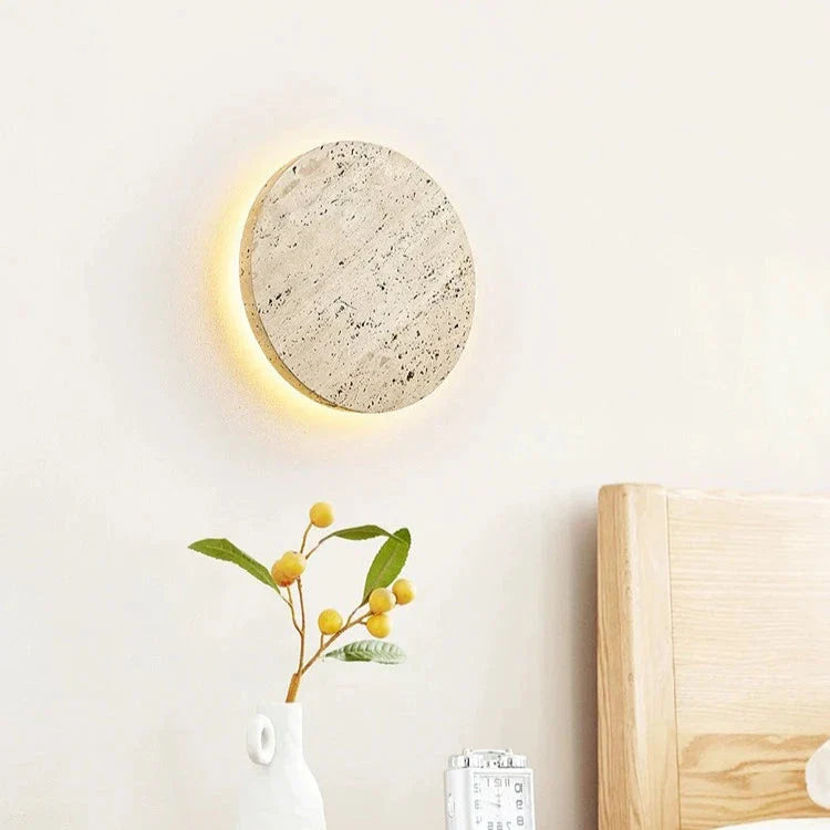 TRAVERTINE ROUND WALL LAMP