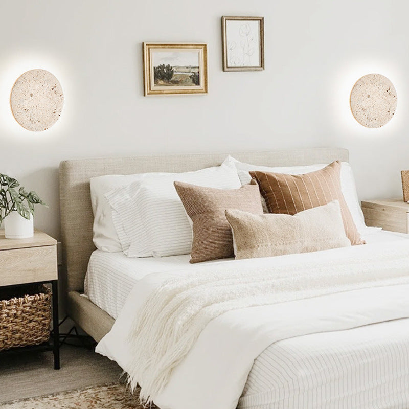 TRAVERTINE ROUND WALL LAMP