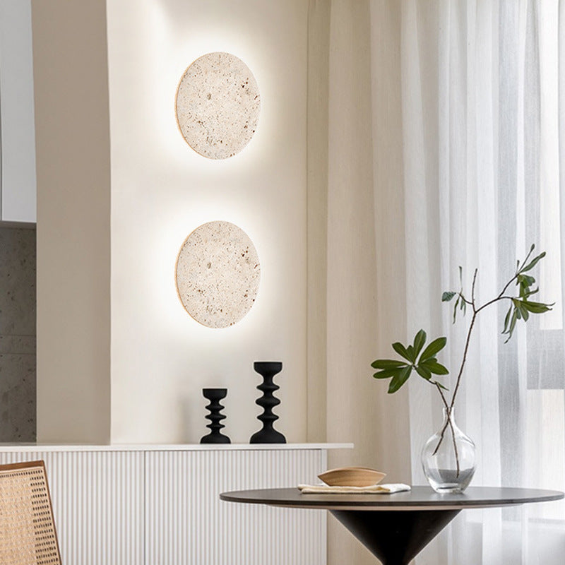 TRAVERTINE ROUND WALL LAMP
