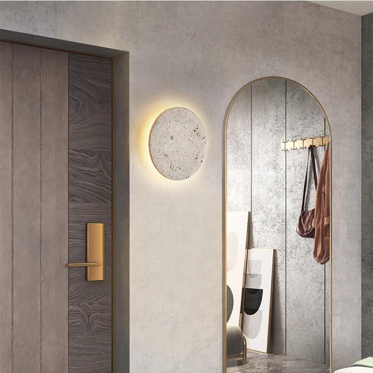 TRAVERTINE ROUND WALL LAMP
