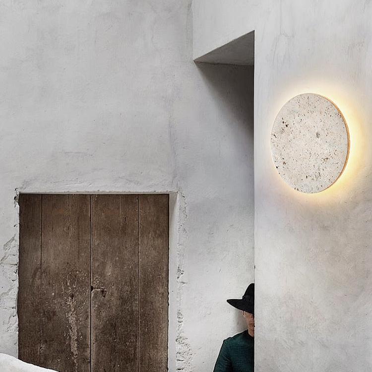 TRAVERTINE ROUND WALL LAMP