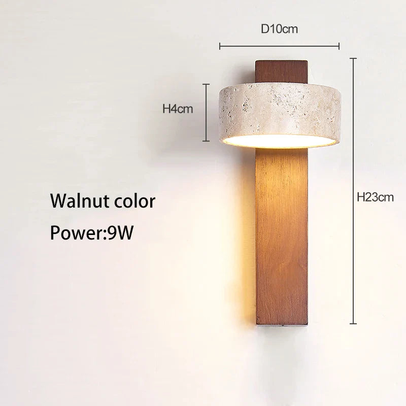 TRAVERTINE WOOD BEDSIDE LAMP