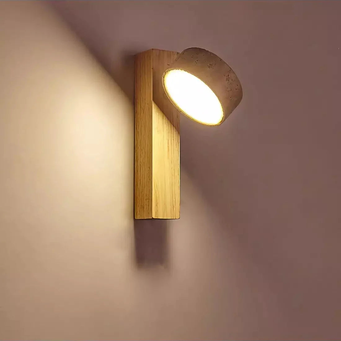 TRAVERTINE WOOD BEDSIDE LAMP