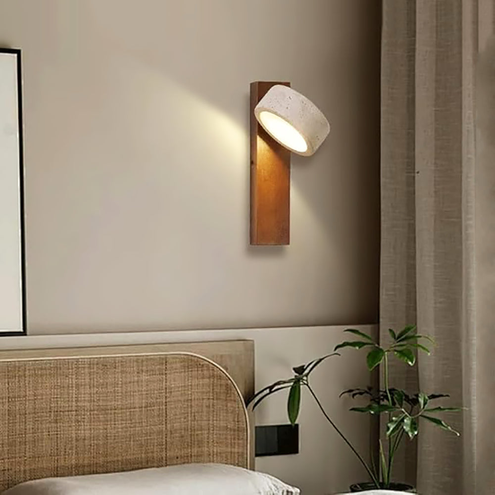 TRAVERTINE WOOD BEDSIDE LAMP