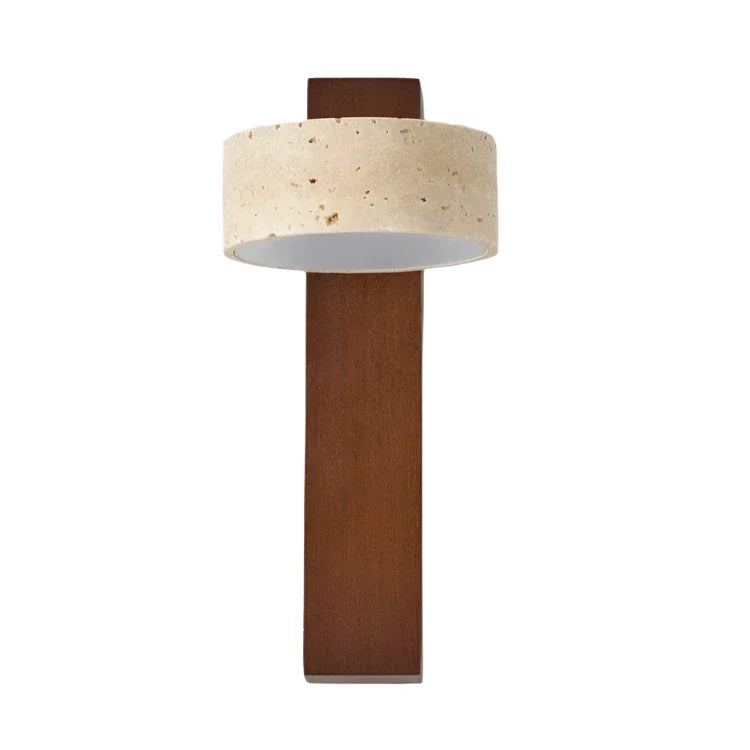 TRAVERTINE WOOD BEDSIDE LAMP
