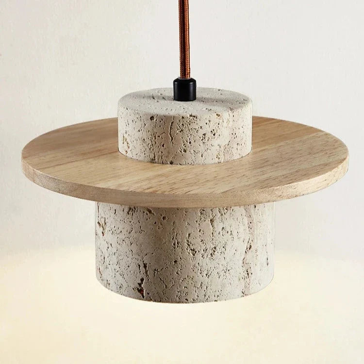 TRAVERTINE WOOD HAT PENDANT