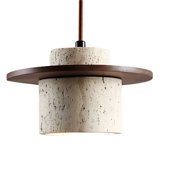 TRAVERTINE WOOD HAT PENDANT