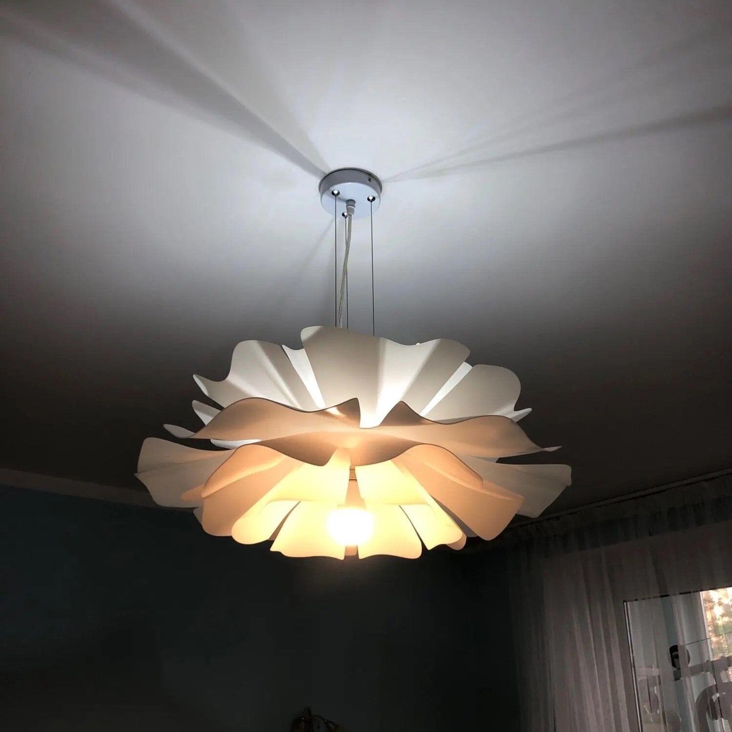 WHITE RUFFLE CLOUD PENDANT