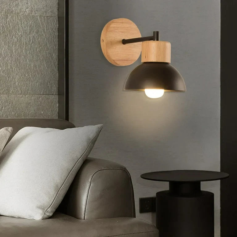 WOOD ARM DOME WALL LAMP