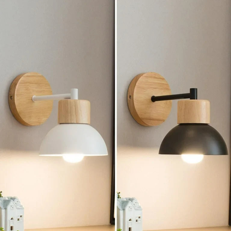 WOOD ARM DOME WALL LAMP