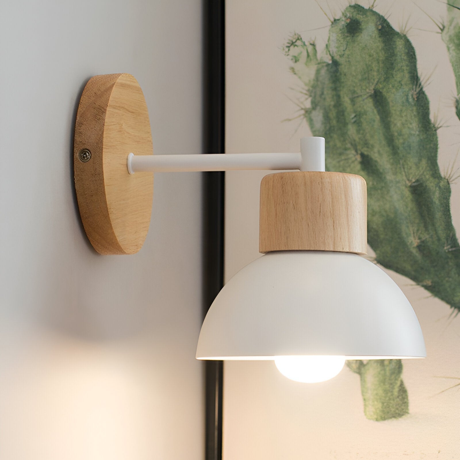 WOOD ARM DOME WALL LAMP
