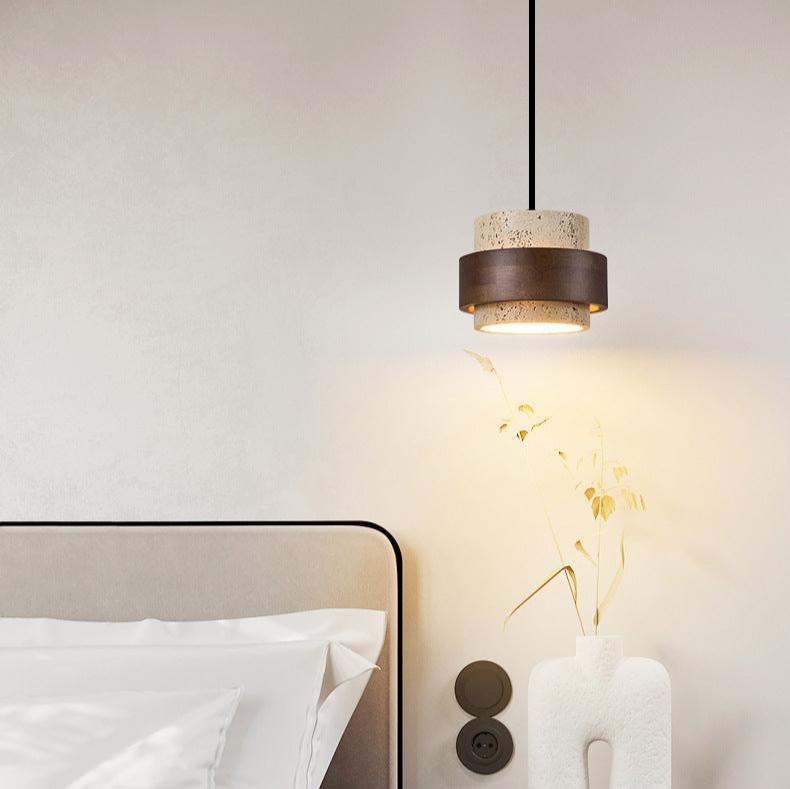 Yellow Travertine Japandi Minimalist Stone Pendant Light