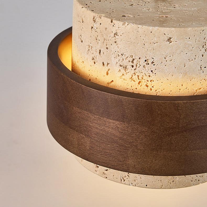Yellow Travertine Japandi Minimalist Stone Pendant Light